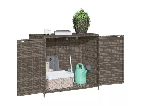 Armoire de rangement de jardin gris 83x45x76 cm résine tressée