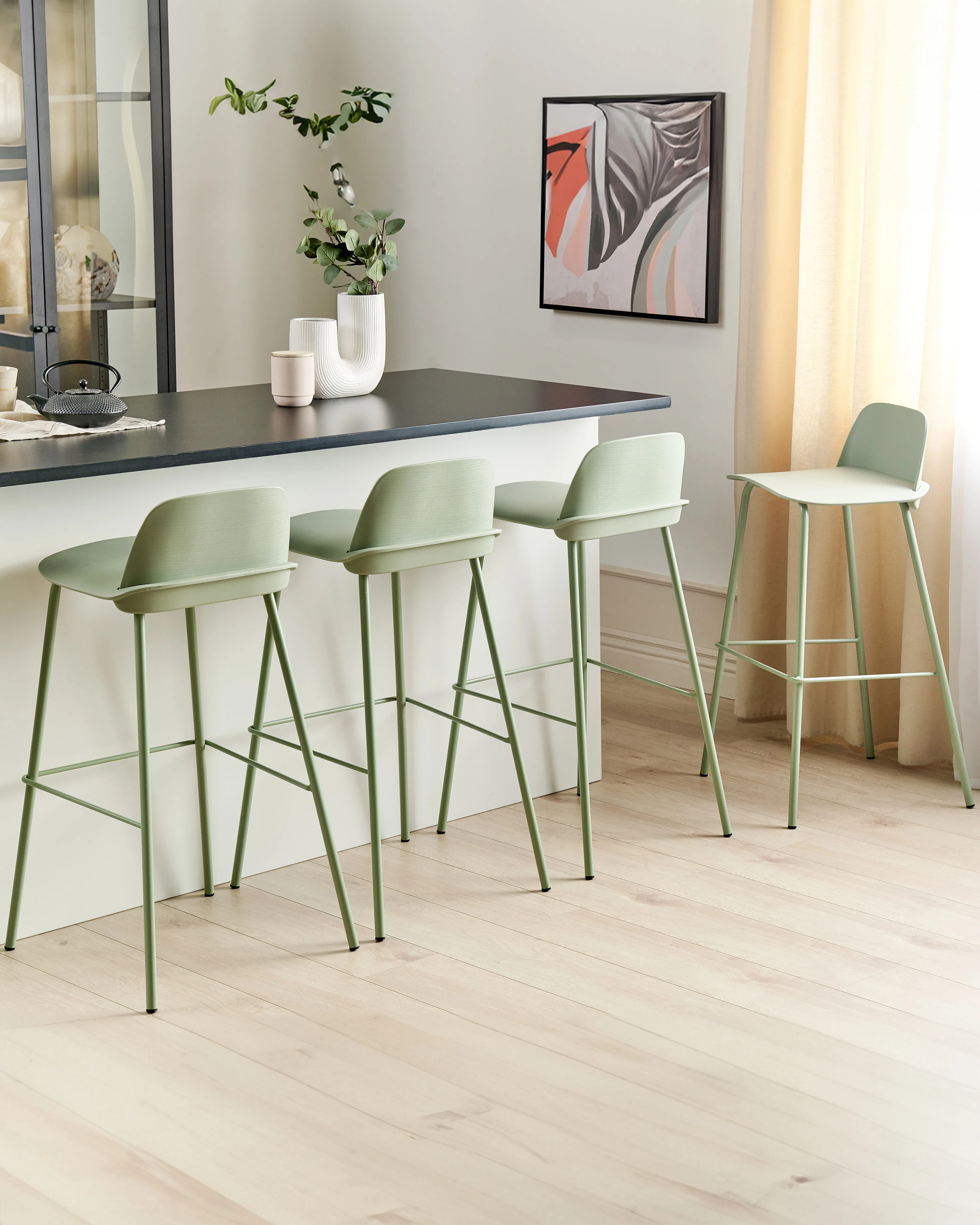 Set van 4 barstoelen MORA Lichtgroen