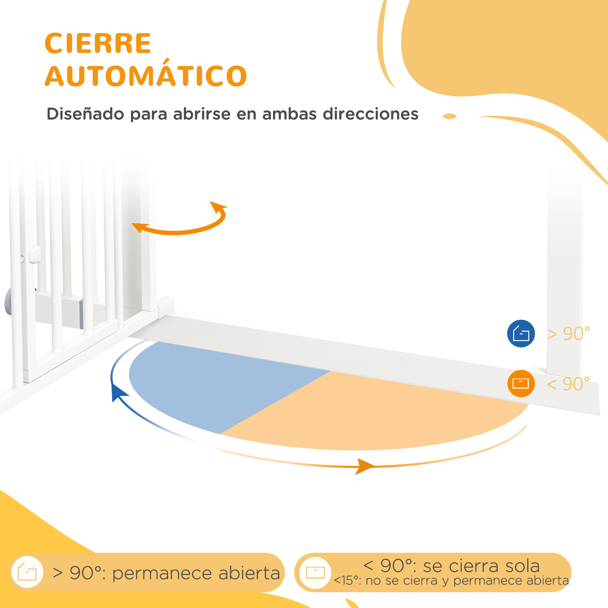 Portão de segurança para cães PawHut com 1 porta pequena, barreira extensível para animais de estimação com fechamento automático e sistema de travamento duplo para portas, corredores e escadas, 74-101 x 104,1 cm, branco