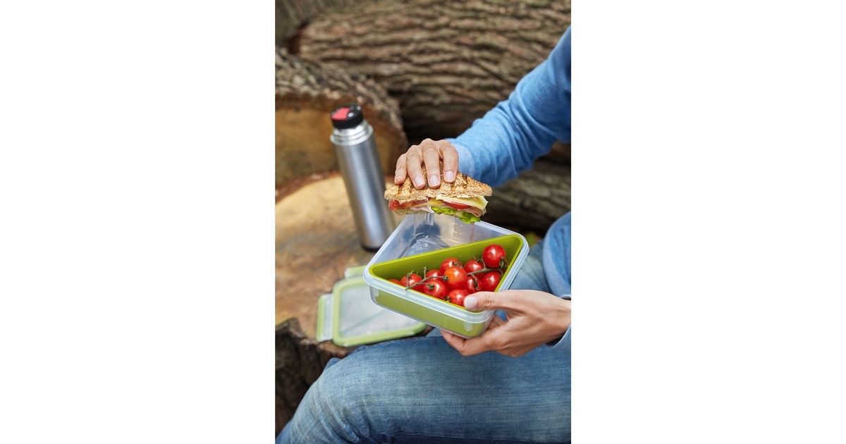 EmsaClip & Go Brooddoos 0,85 L lunchbox  (Lichtgroen/transparant, Met inzetstuk in typische driehoekige vorm)