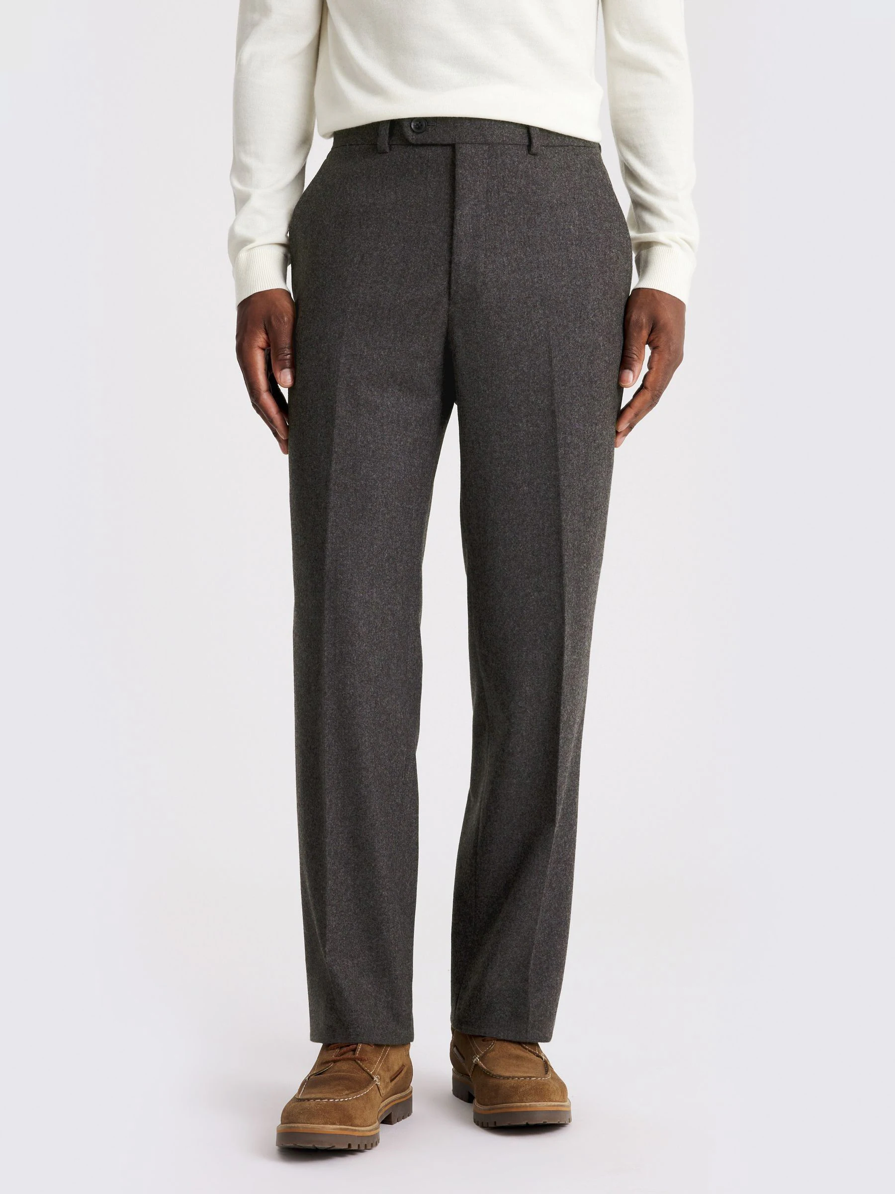 Antraciet - MOSS Flannel Wide Leg Trousers