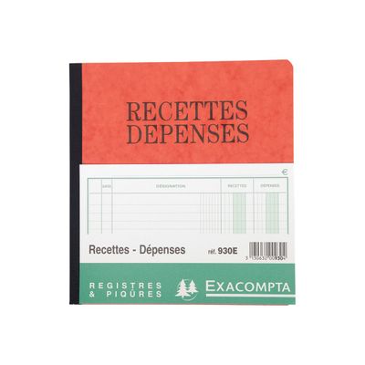 Exacompta - Registre des recettes/dépenses - 21 x 19 cm - 80 pages