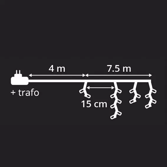 Stalactite lumineuse 7,50 m 175 LED câble transparent Multicolore
