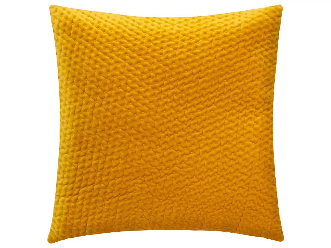 Coussin déhoussable Ocre en Velours embossé 40 x 40 cm
