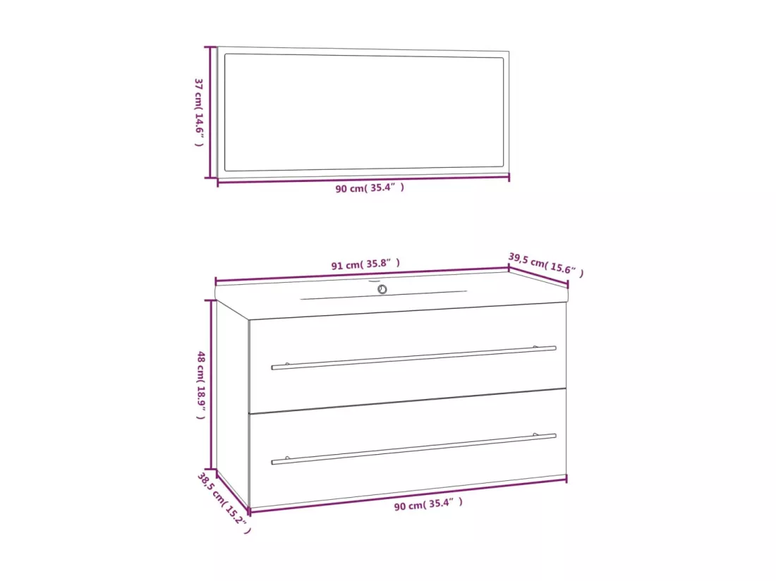 Ensemble de meubles de salle de bain 3 pcs Chêne sonoma