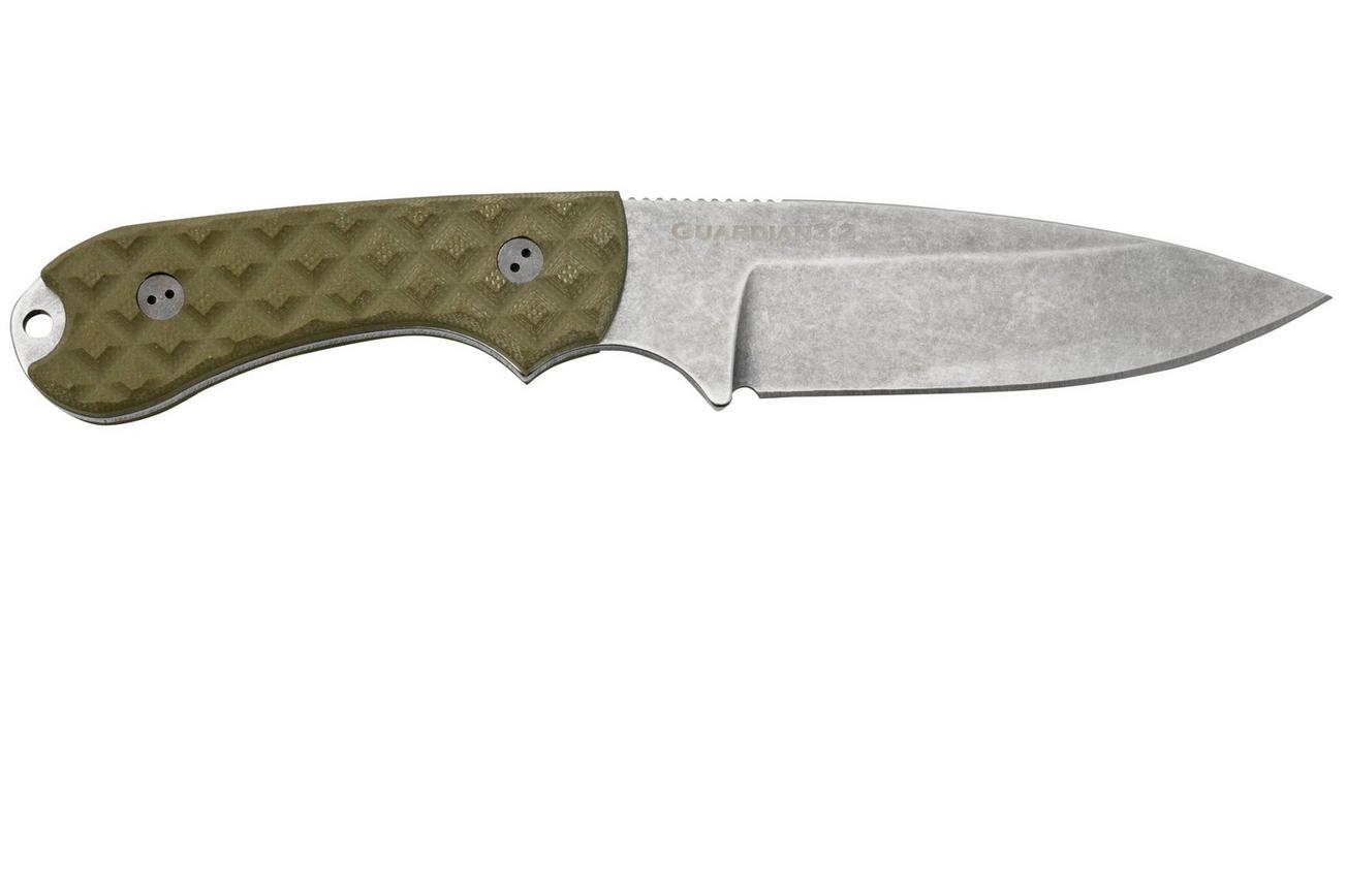 Bradford Knives Guardian 3, 32S-002-MC MagnaCut Sabre Stonewashed, Textured OD Green G10, vaststaand mes