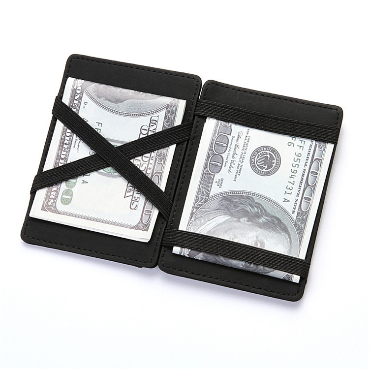 Mini Kreditkarten Leder Etui Magic Wallet Geldbörse mit 7 Fächern   Münzfach - Schwarz