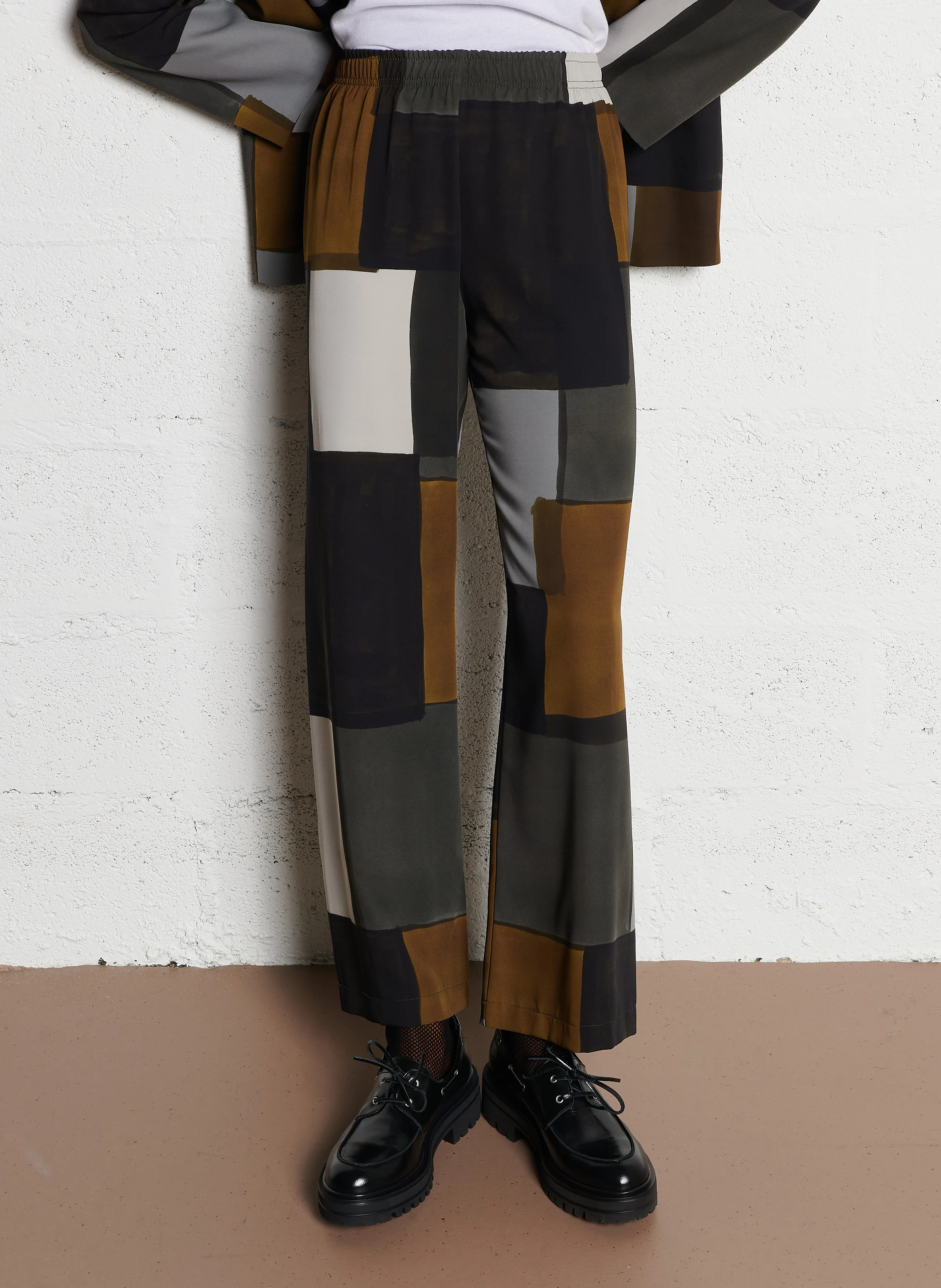 Pantalon large imprimé| Gris