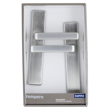 Gamma deurkruk set Tampere recht blind schild RVS look aluminium