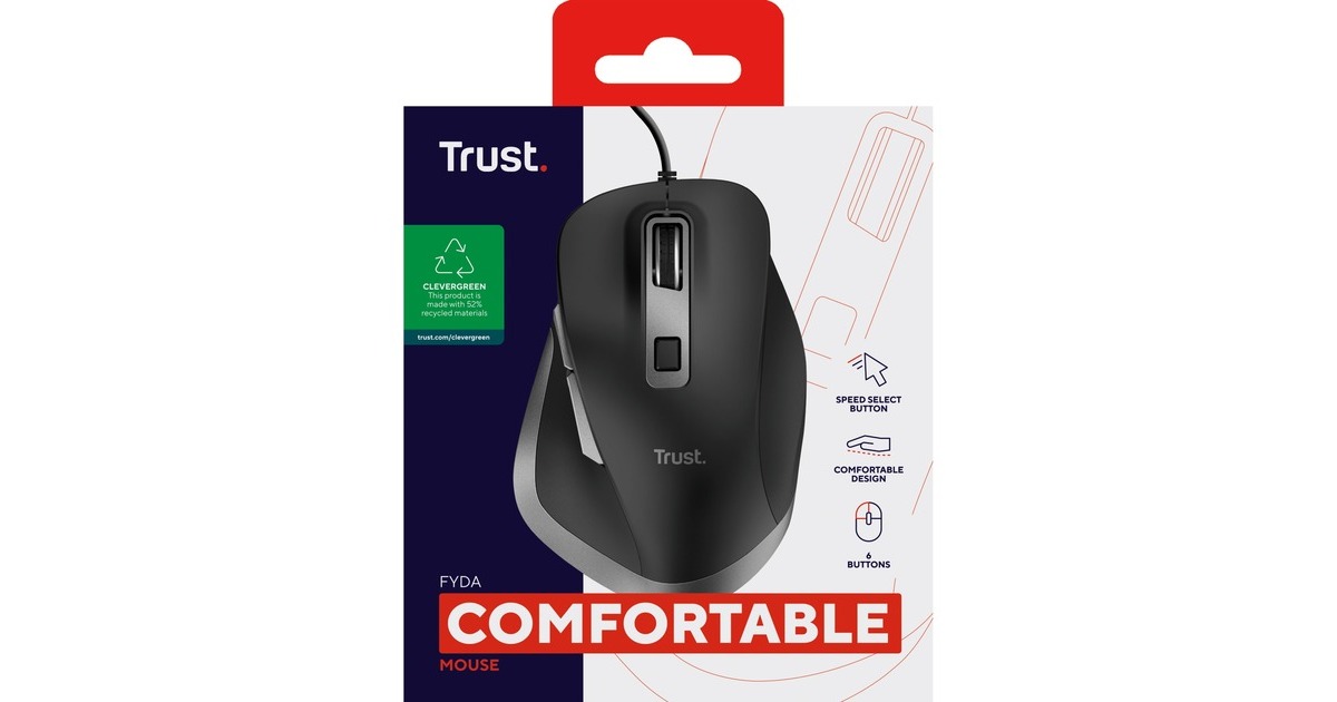 TrustFyda Bedrade muis  (Zwart/grijs, 600 - 5000 DPI)