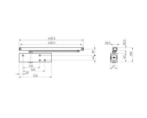 Geze TS 3000 V zilver deursluiter zonder glijrail