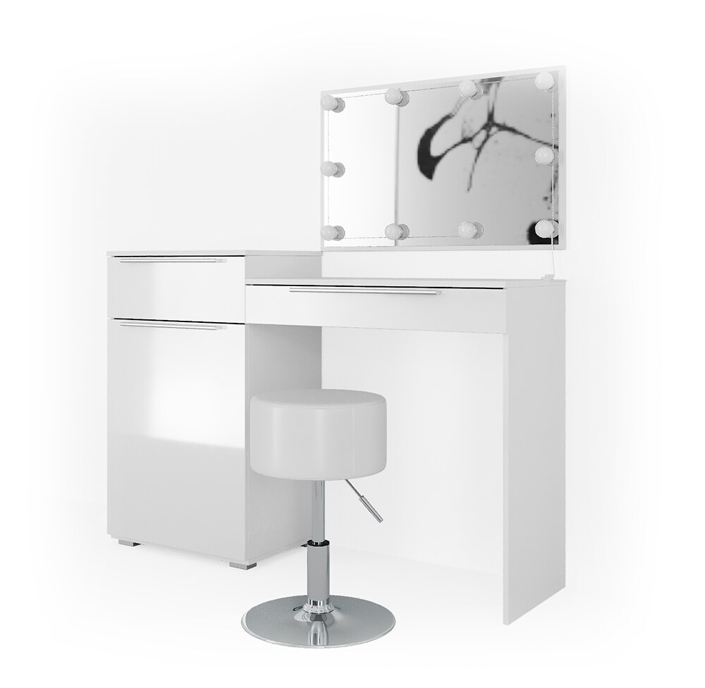 Vicco Schminktisch Little Lilli Frisiertisch Kommode Frisierkommode Spiegel Weiß inklusive Hocker und LED-Lichterkette