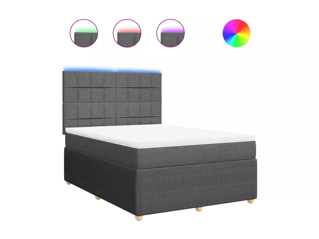 Sommier à lattes de lit avec matelas Gris foncé 160x200cm Tissu