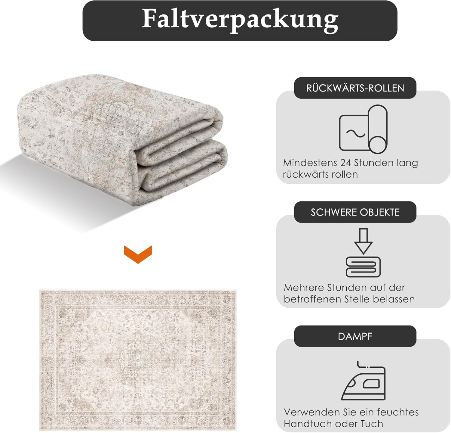 Teppich Wohnzimmer 200x300cm Waschbarer Vintage Beige Tepich for Schlafzimmer kurzflor rutschfest Weich Böhmischen Groß Retro Carpet für Küchen Esszimmer Bedroom Büro Living Room