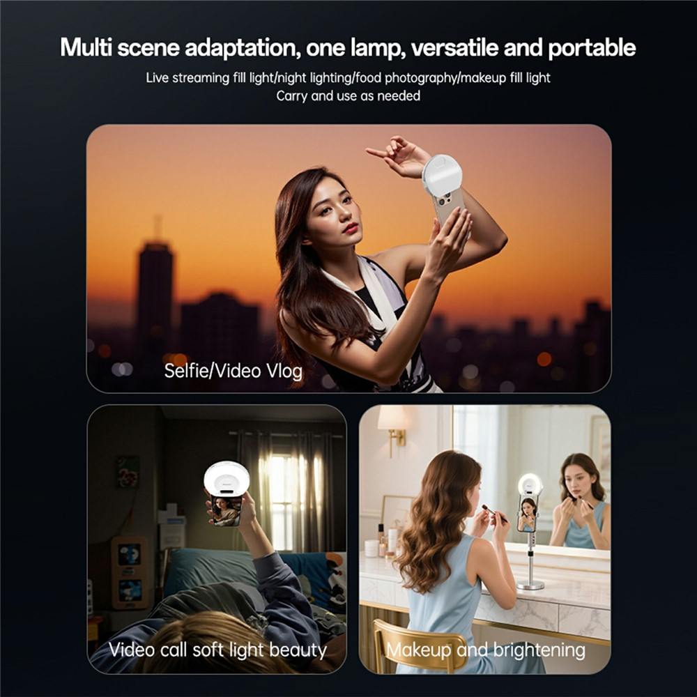 (91x80mm) Universal Smartphone Selfie Licht 3 Lichtmodi mit 68 LEDs (400mAh) - Weiss
