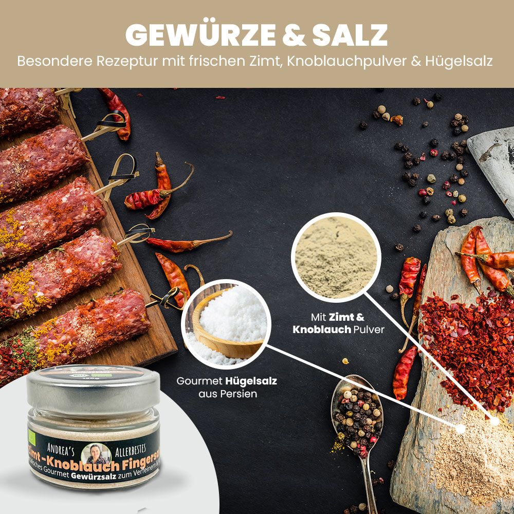 SANUUS® Gourmet Bio Zimt-Knoblauch Gewürzsalz zum Kochen & Verfeinern