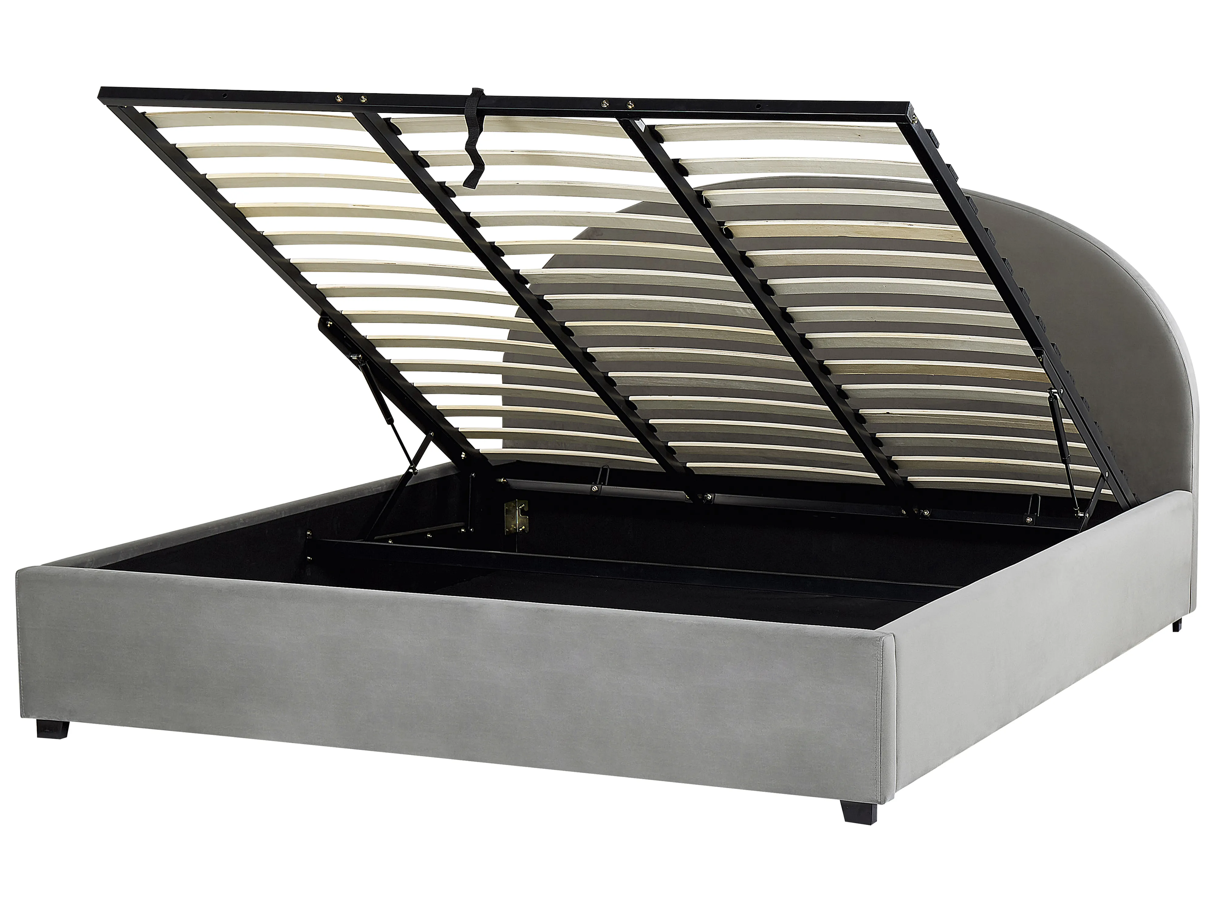 Bed met opbergruimte Fluweel VAUCLUSE 180 x 200 cm Lichtgrijs