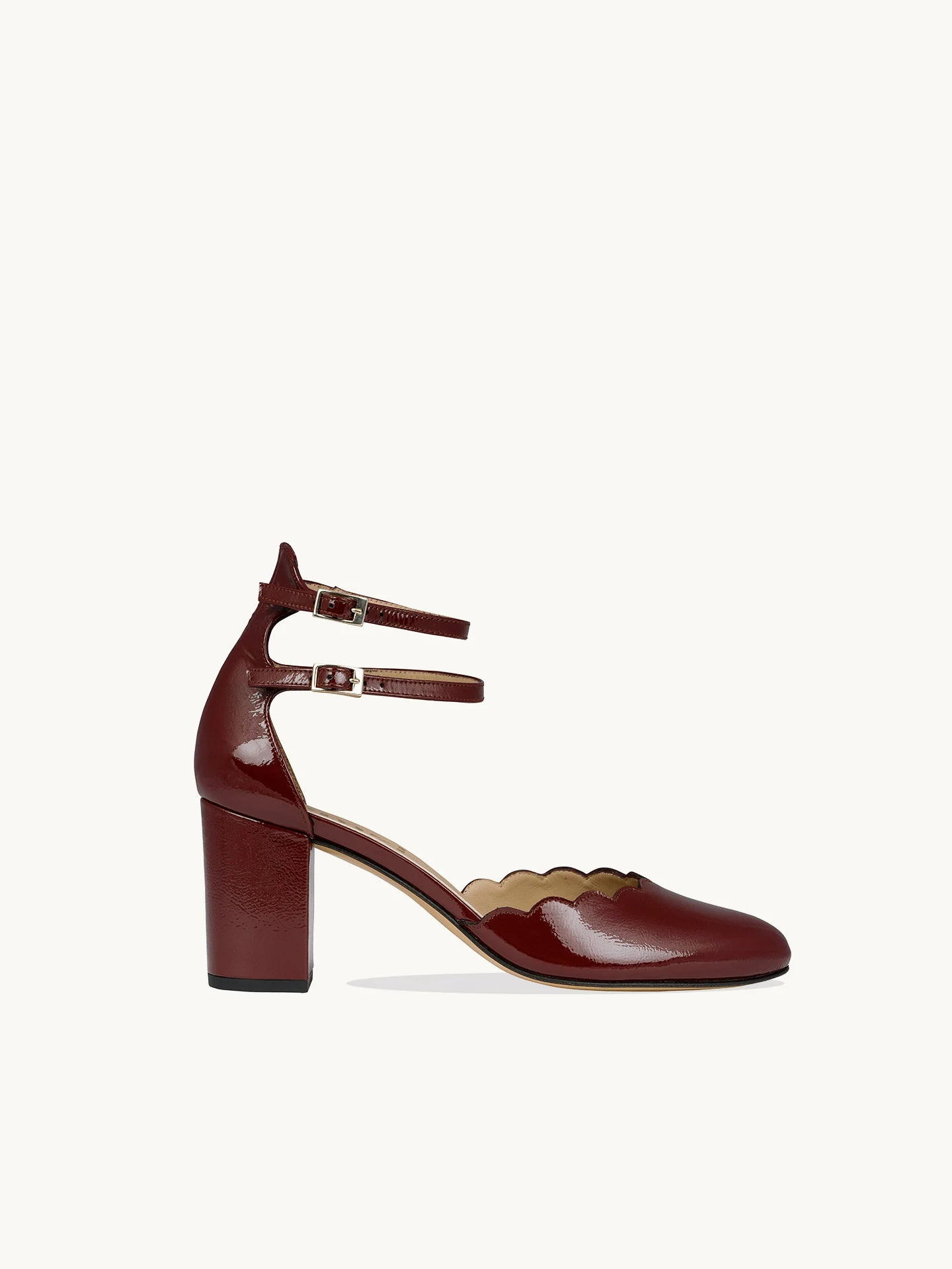 FLAVIE BURGUNDY - Babies à talon en cuir verni | Rouge