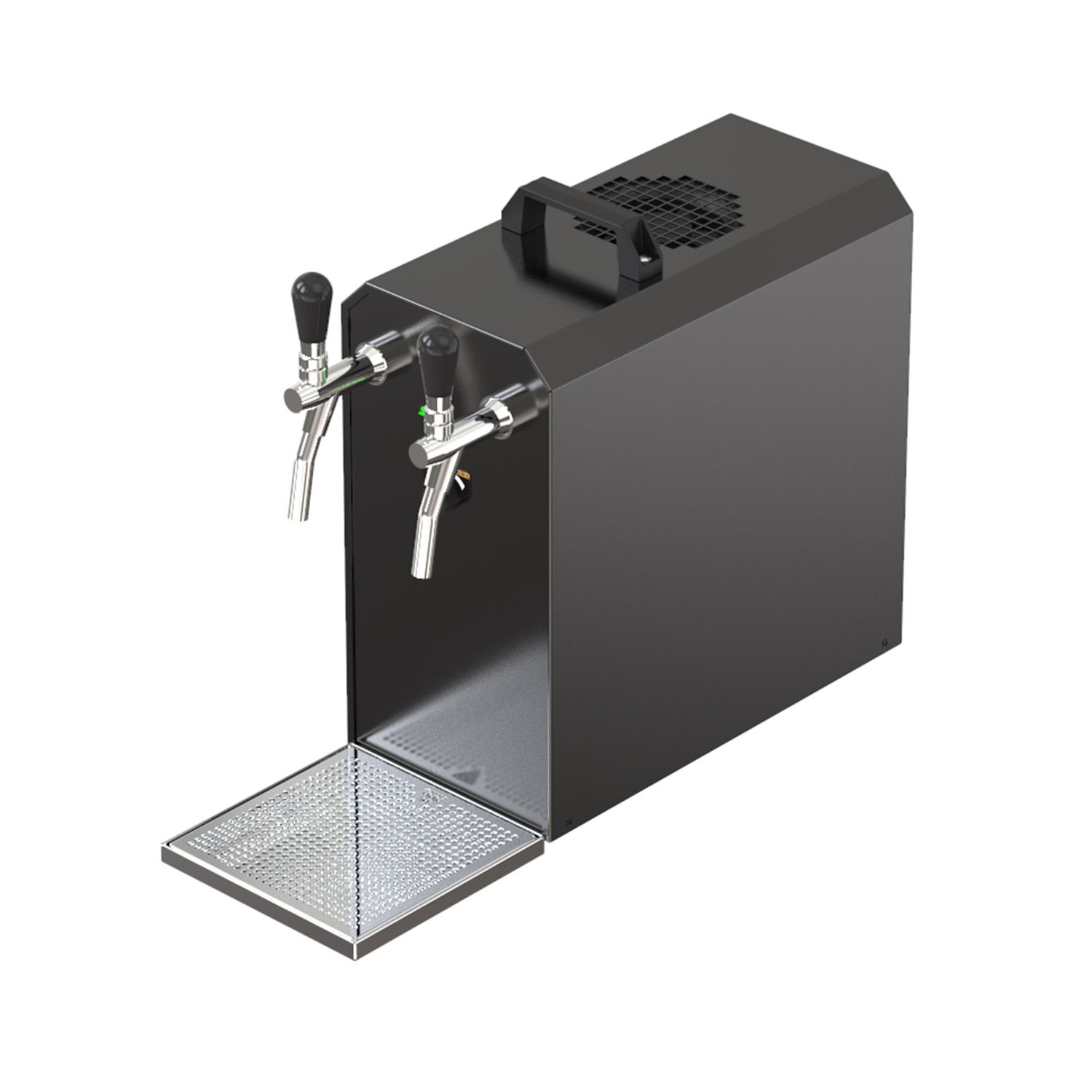 Komplett Set - Zapfanlage STREAM 50 Bierkoffer, Bierzapfanlage, Durchlaufkühler 2-leitig Trockenkühler, bis zu 55 Liter/h - BLACK EDITION, Zapfkopf:ohne,Zapfkopf 2:5 Liter Adapter