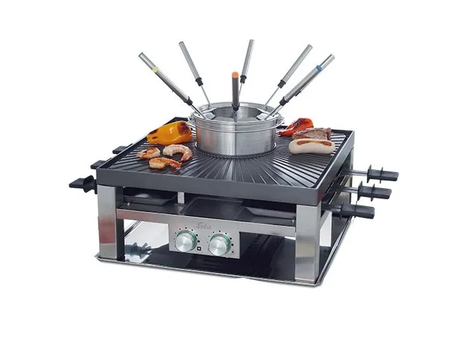 Solis Combi Grill 3 in 1, 8 person(er), Rustfrit stål, 2 zone(s), Rustfrit stål, Bordplade, 355 mm