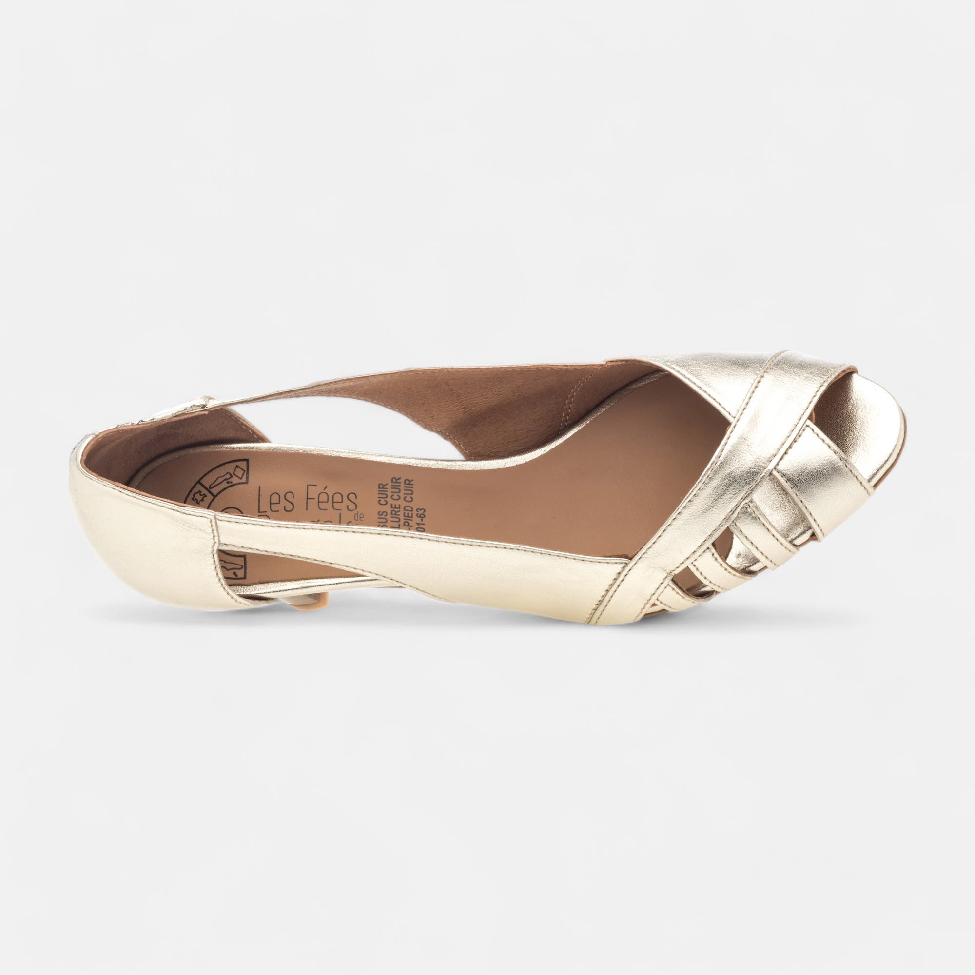 Nu-pieds à talon Femme en cuir or