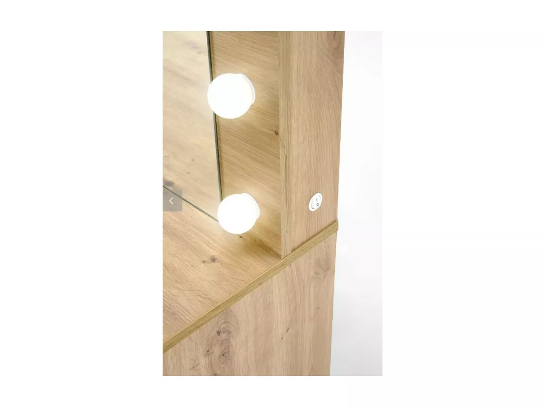Coiffeuse design à led + miroir couleur chêne Bromo