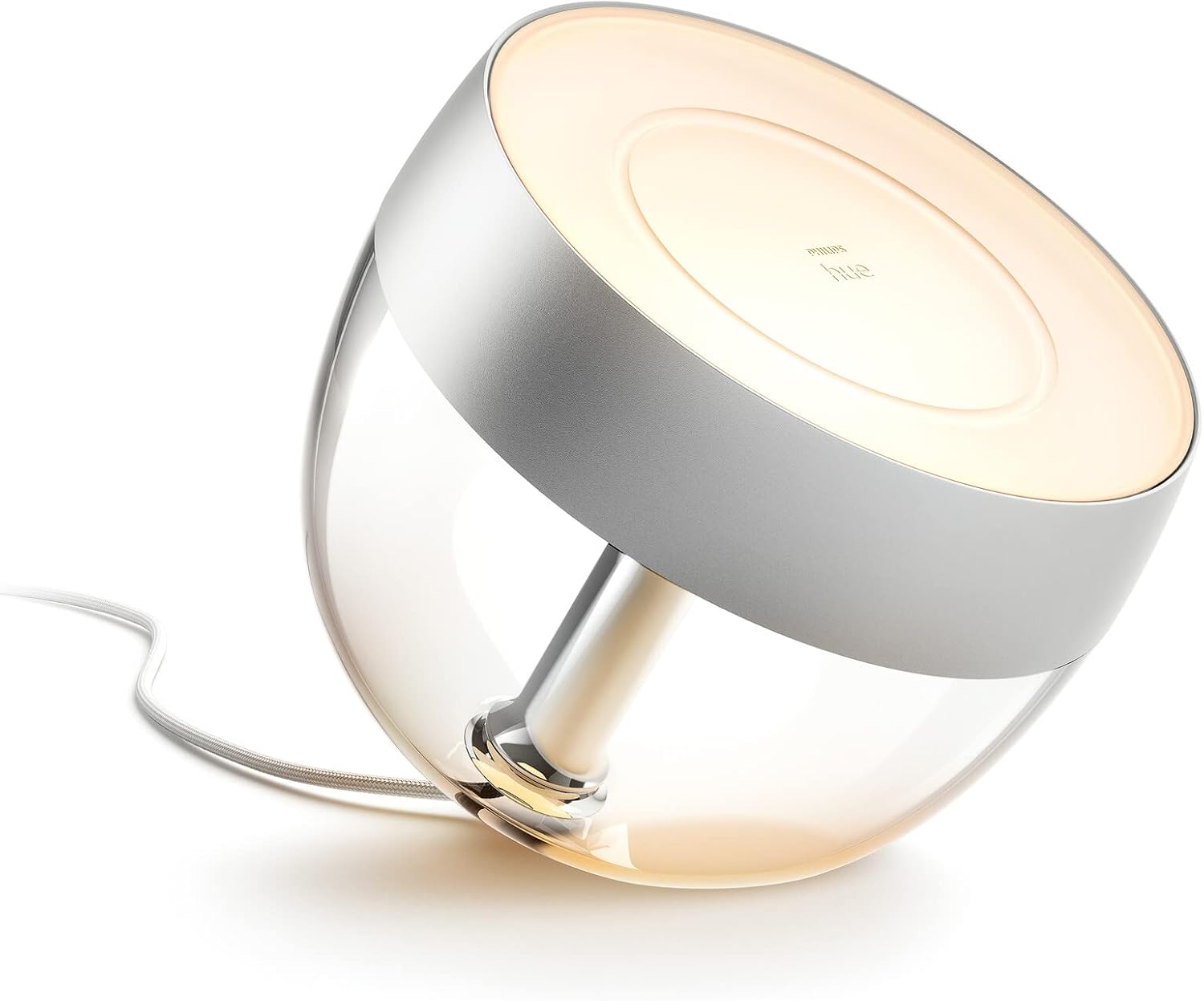 Philips Hue White & Color Ambiance Iris Tischleuchte Special Edition Silber 520lm, dimmbar, 16 Mio. Farben, steuerbar via App, kompatibel mit Amazon Alexa
