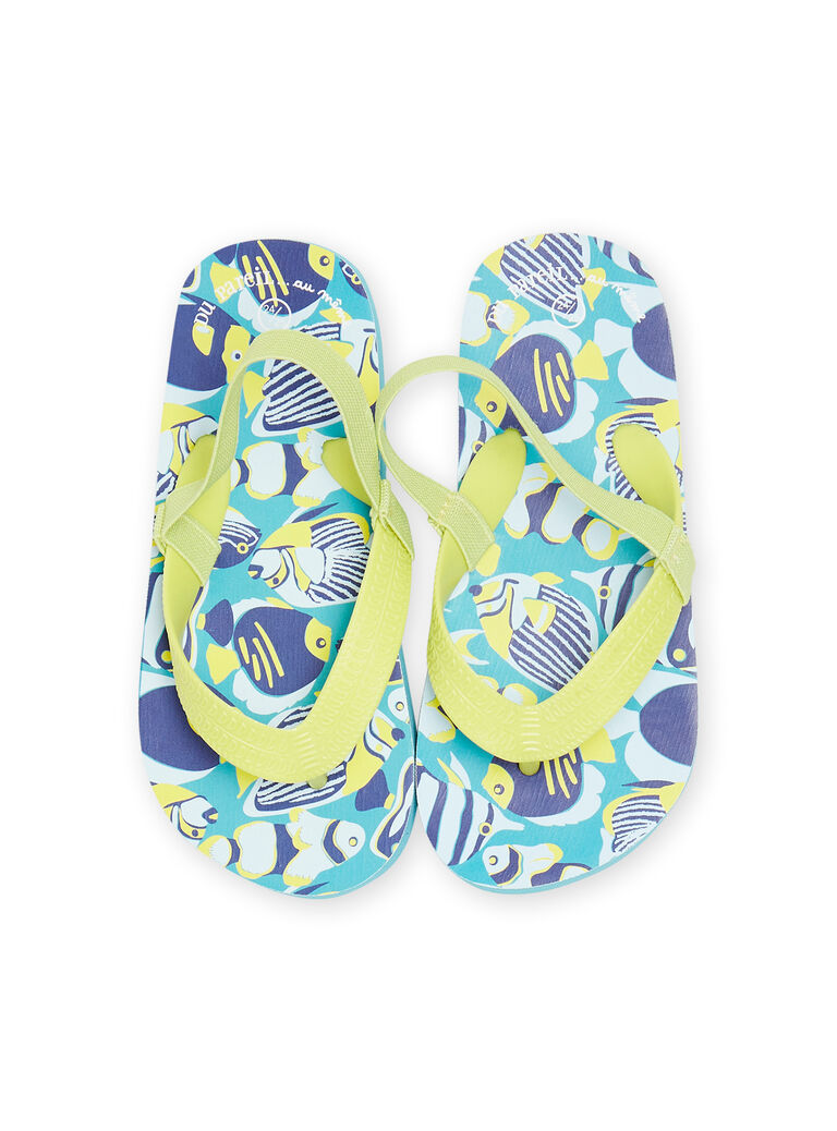Tongs bleues à imprimé poisson enfant garçon
