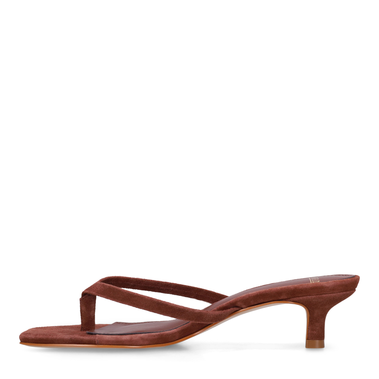 Bruine suède hak slippers