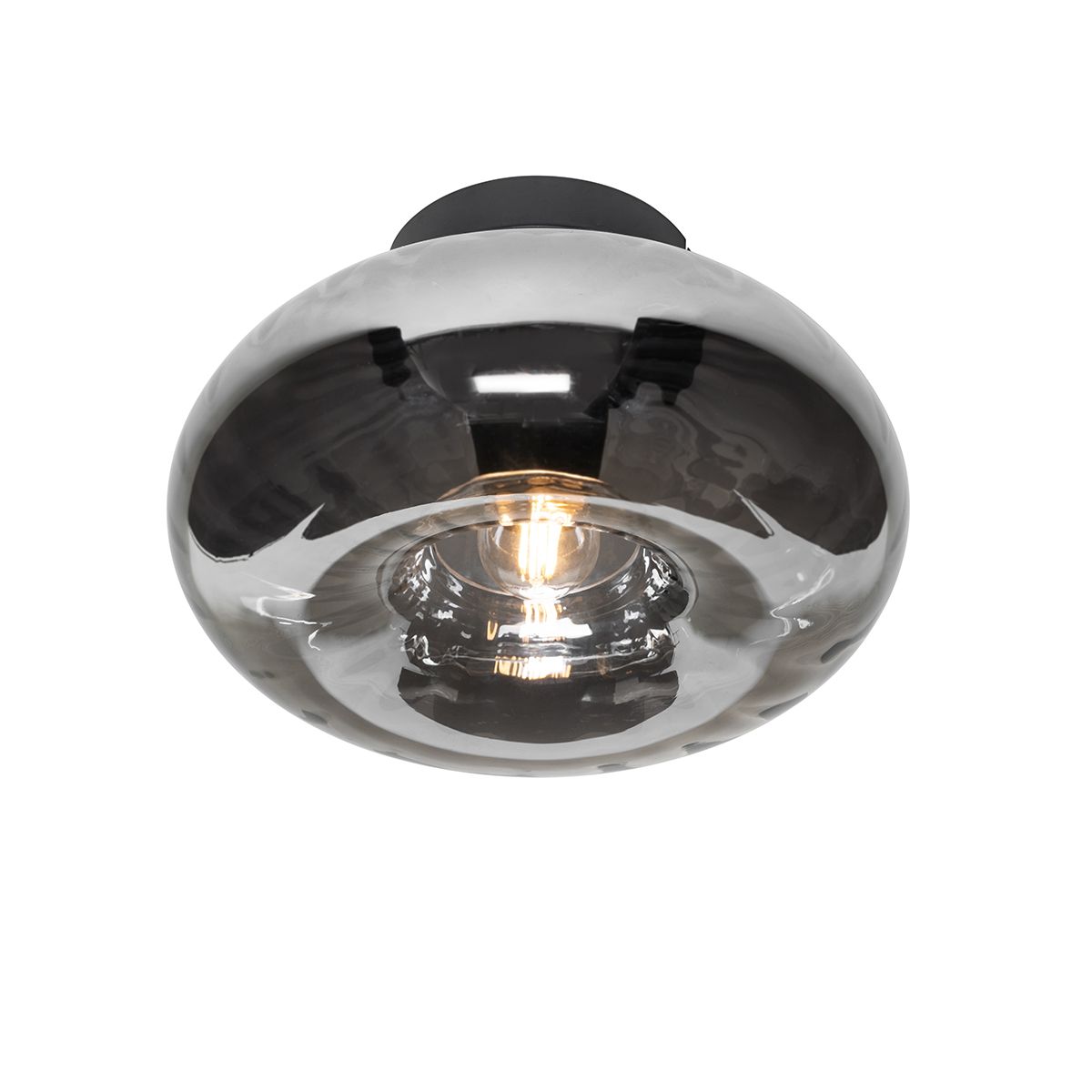 Smart plafondlamp zwart met smoke glas incl. Wifi P45 - Ayesha