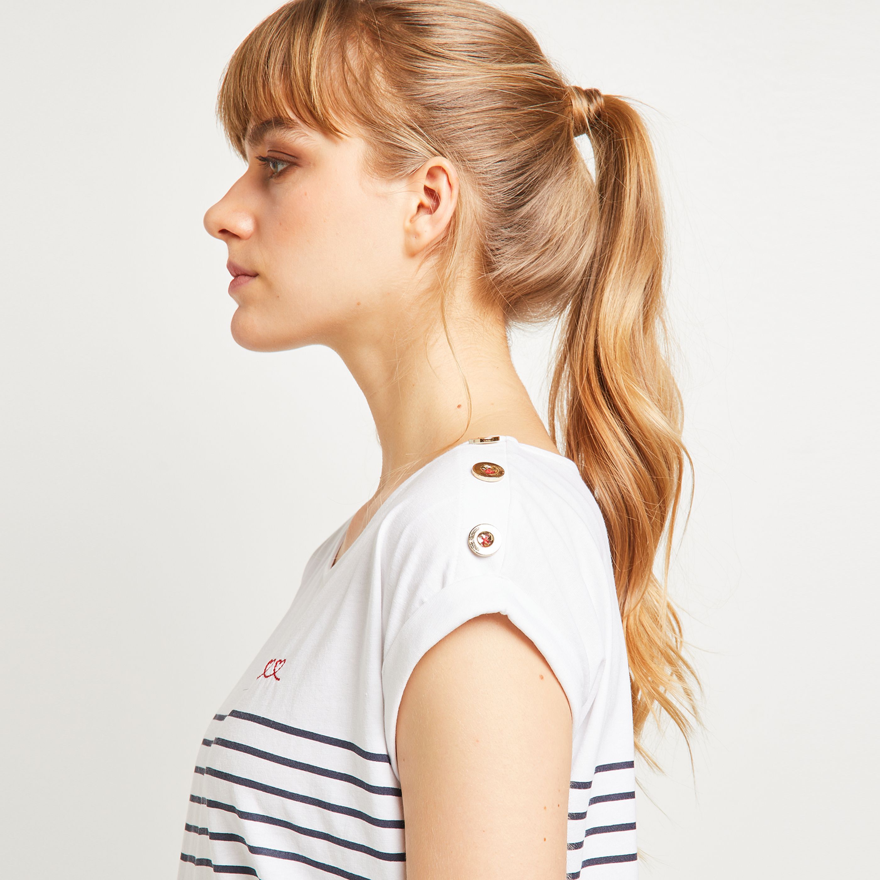 Tshirt marinière femme - BLANC