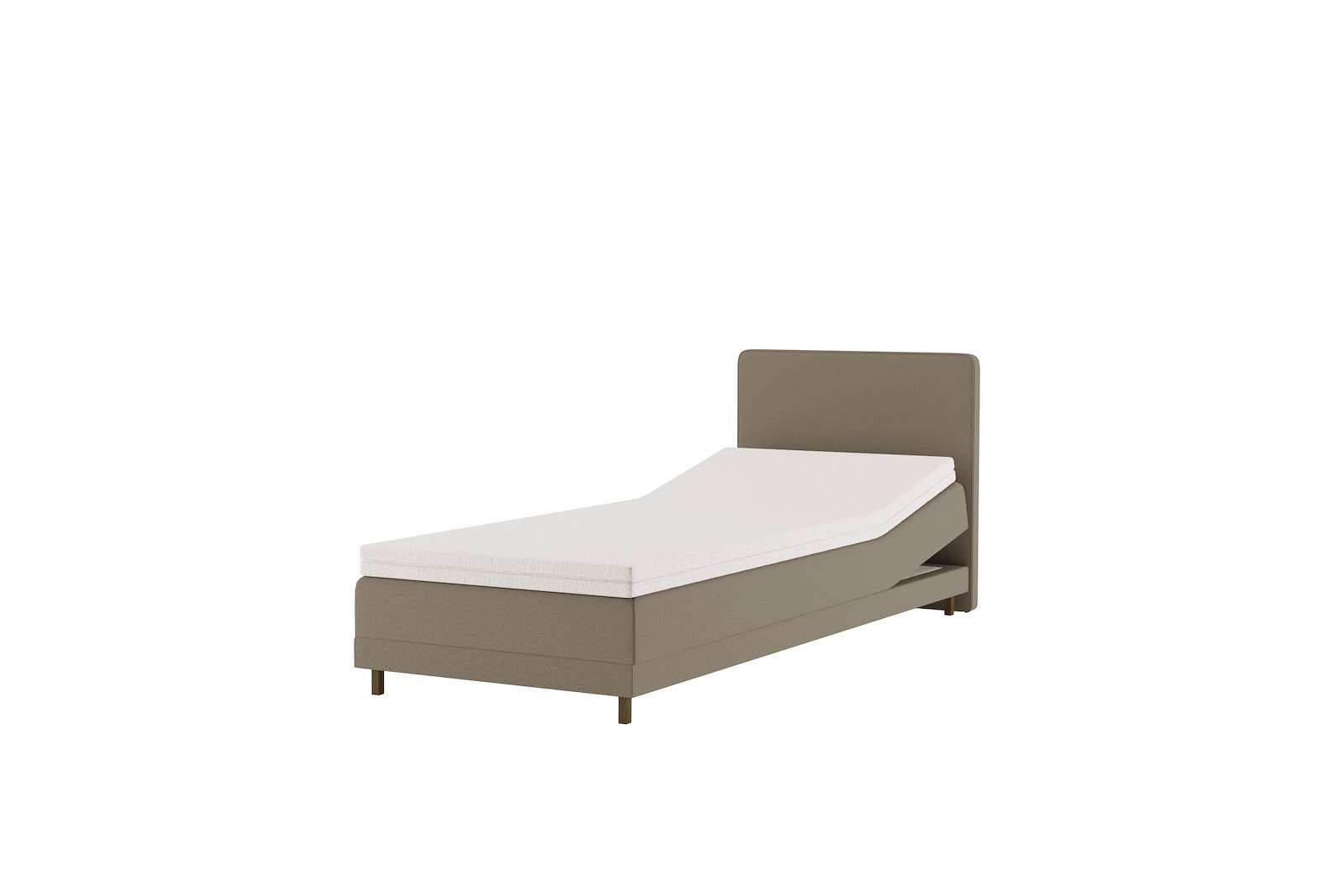 Premium 14 regulerbar seng 80x200 cm Tekstil Storm 09 mørk beige, fast, Premium 14 overmadrass med røkfarget 15 cm ben, gavl selges separate.