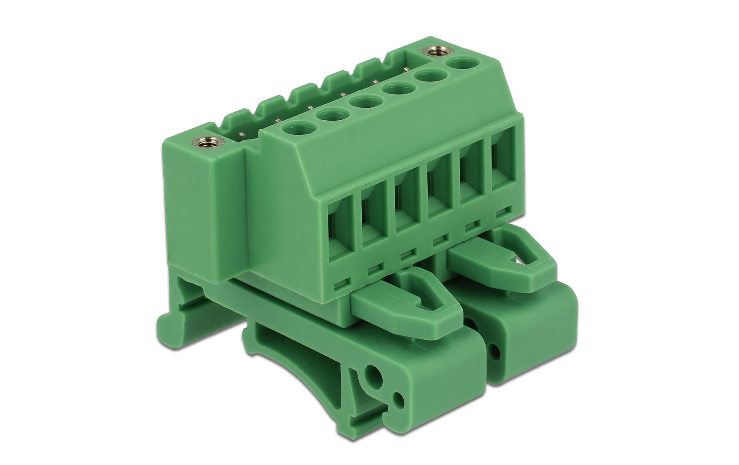 Hutschiene/DIN Rail Terminalblock 6PinDelock Terminalblock Set für Hutschienen 6 Pin mit Schraubverriegelung