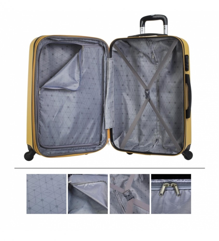 Mala rígida média com 4 rodas ITACA T71560 Mostarda - 66x41x27cm -