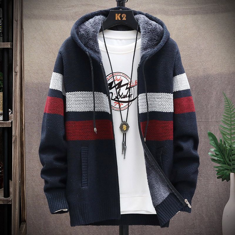 Aozora - Gestreept vest met capuchon en rits
