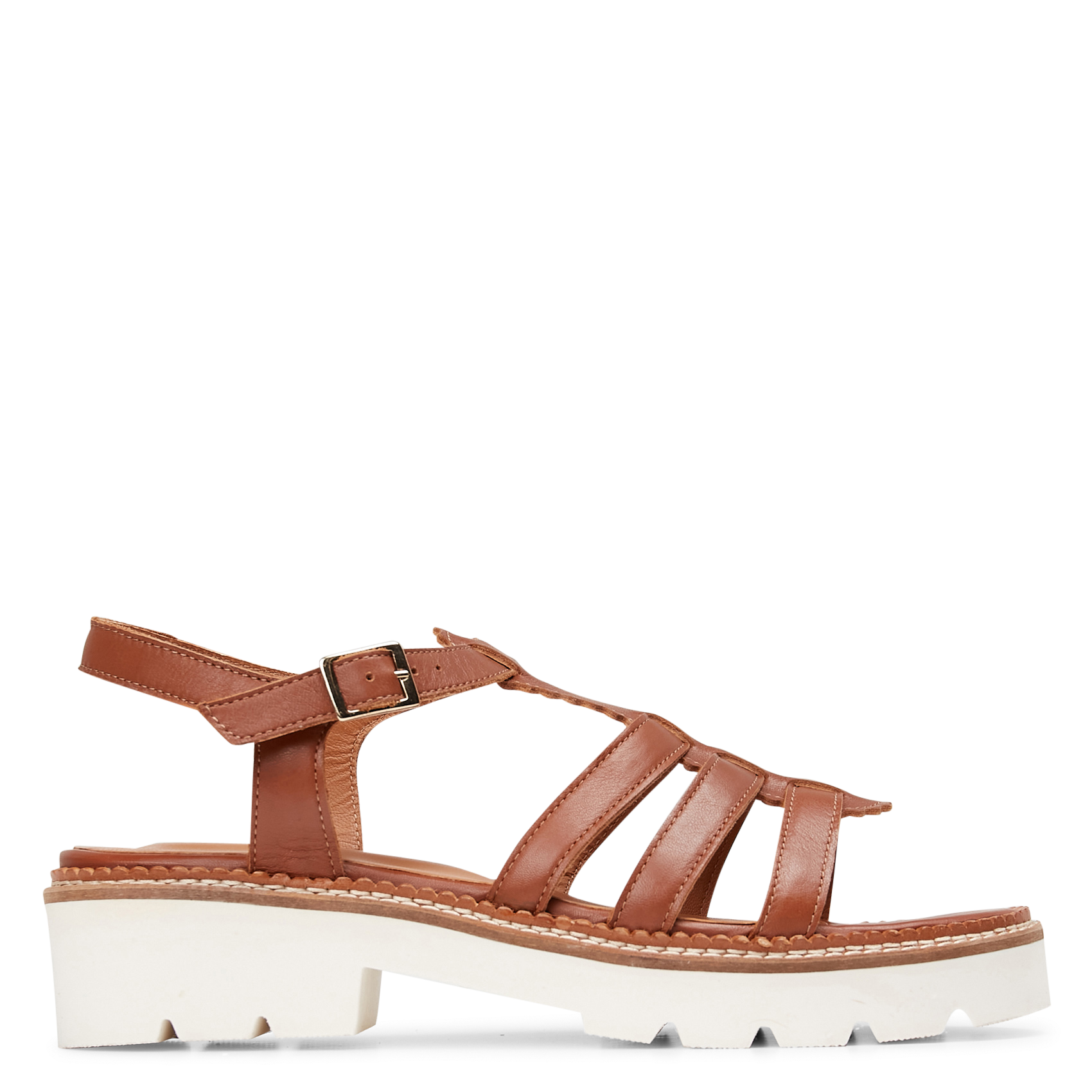 ISIDOLE - Sandales plates en cuir | Marron