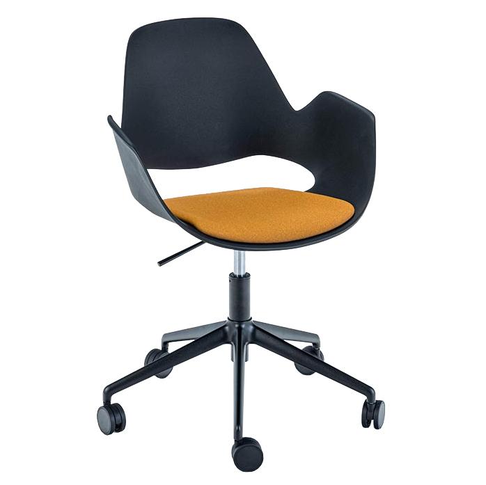 Falk bureaustoel gestoffeerd dark yellow