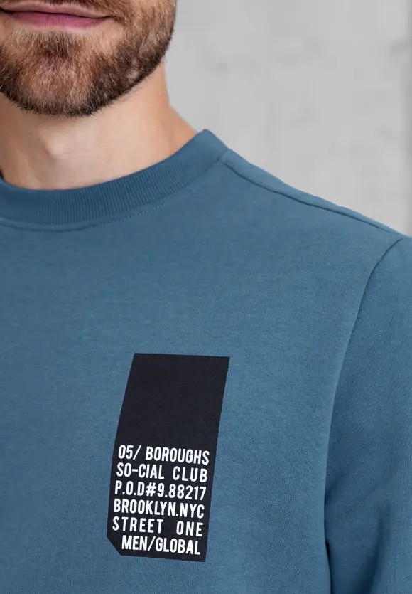 Sweatshirt mit Brustprint - shadow blue