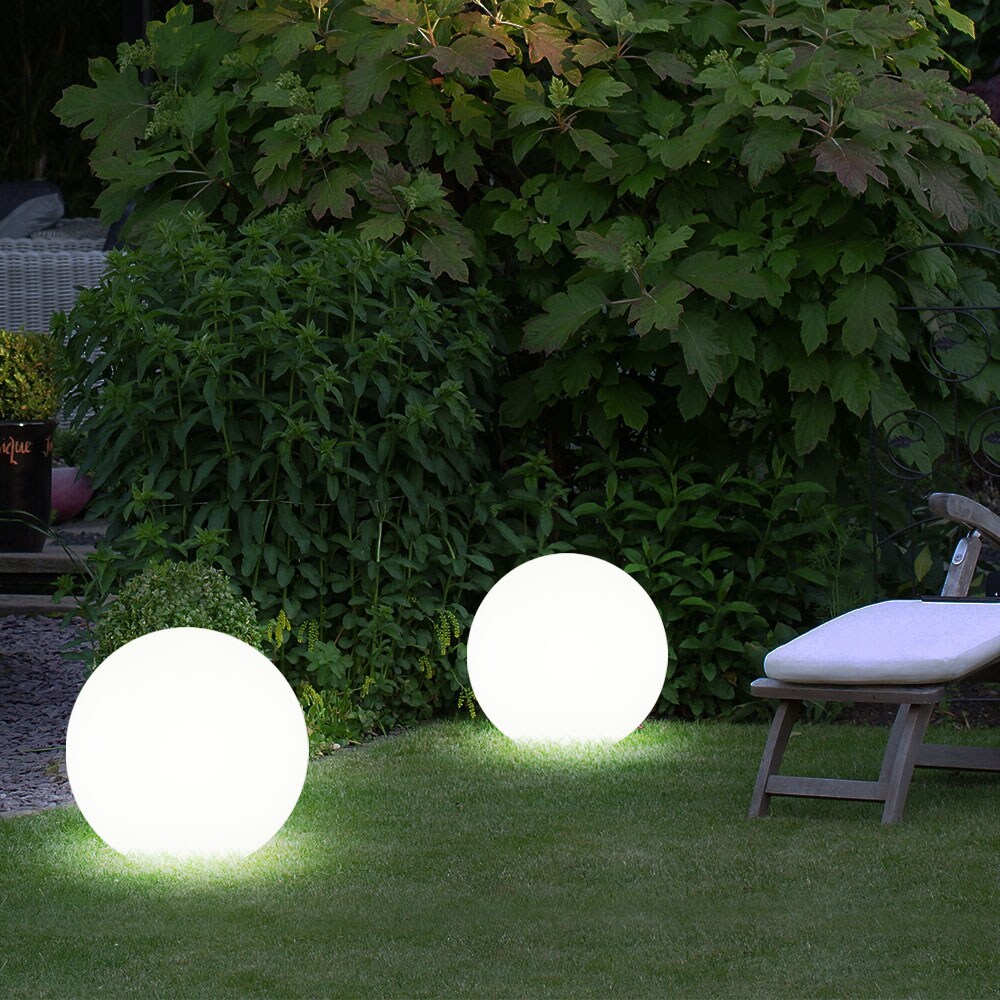 2er Set LED Solarleuchte, Kugel weiß, H 42,5 cm