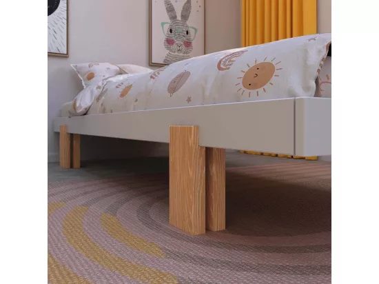Lit gigogne 80x200 cm bois massif blanc et bois SENA