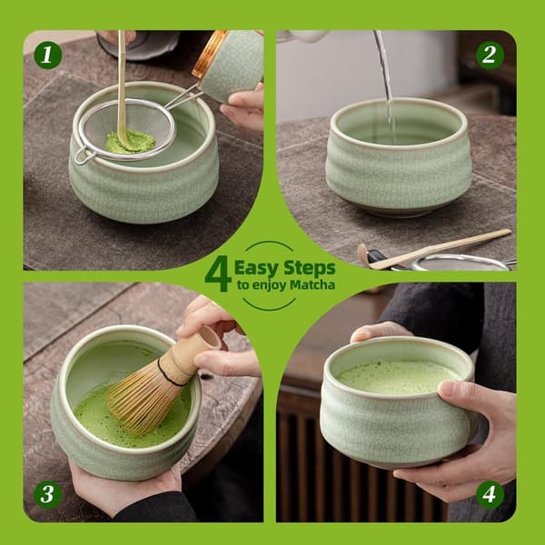 INF Matcha Visp Sett CT Syv Deler - Hvit Krakelert Glasur