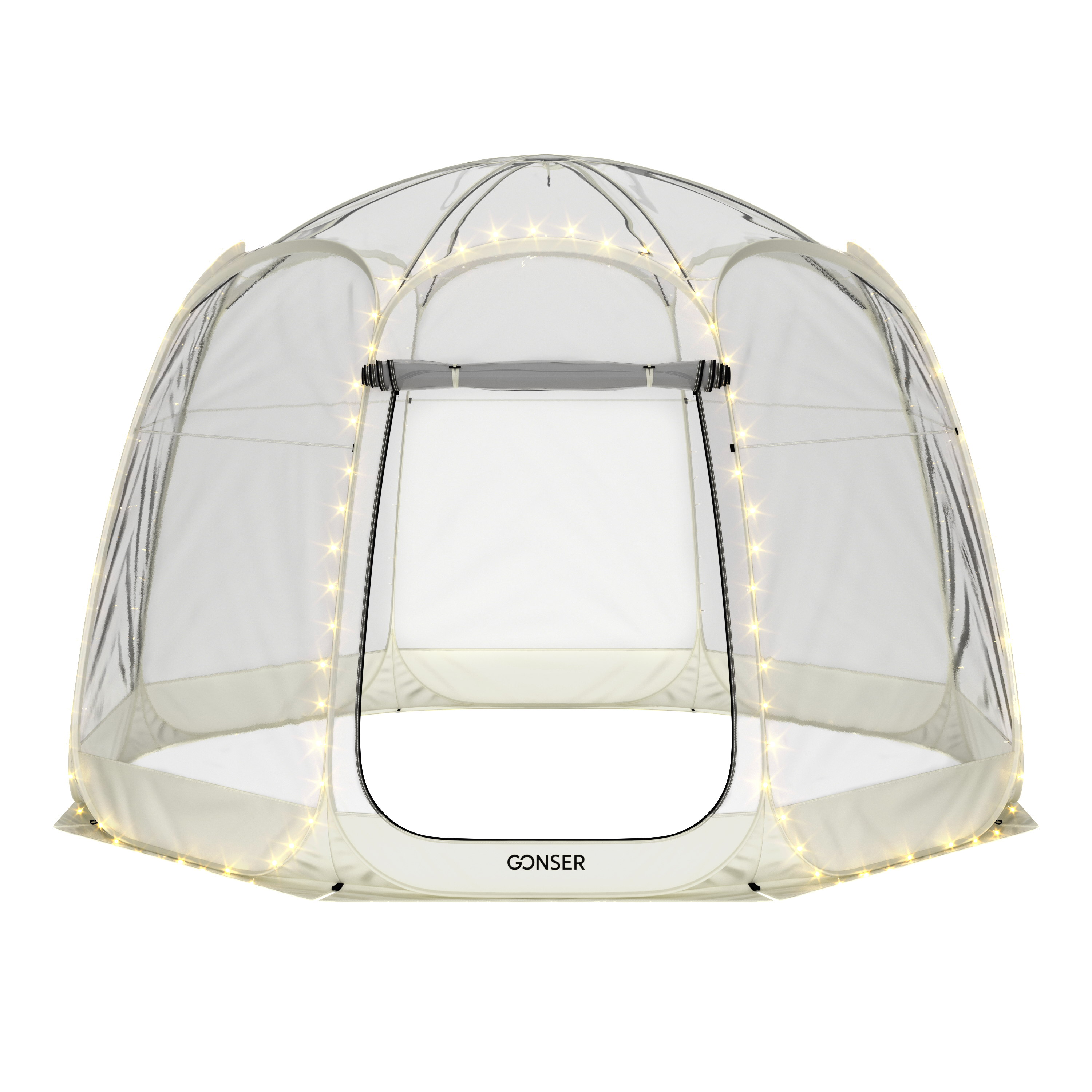 Pop-Up Bubble Zelt LED 8-10 Personen 3.8 m transparent/weiss