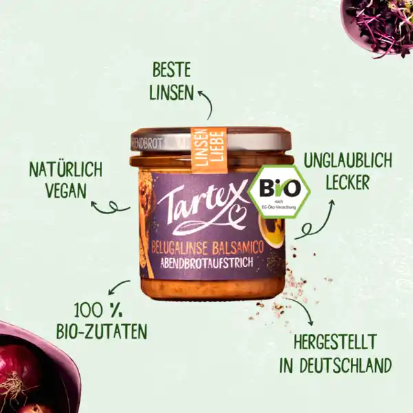 Bio Linsen Liebe Brotaufstrich Belugalinse Balsamico