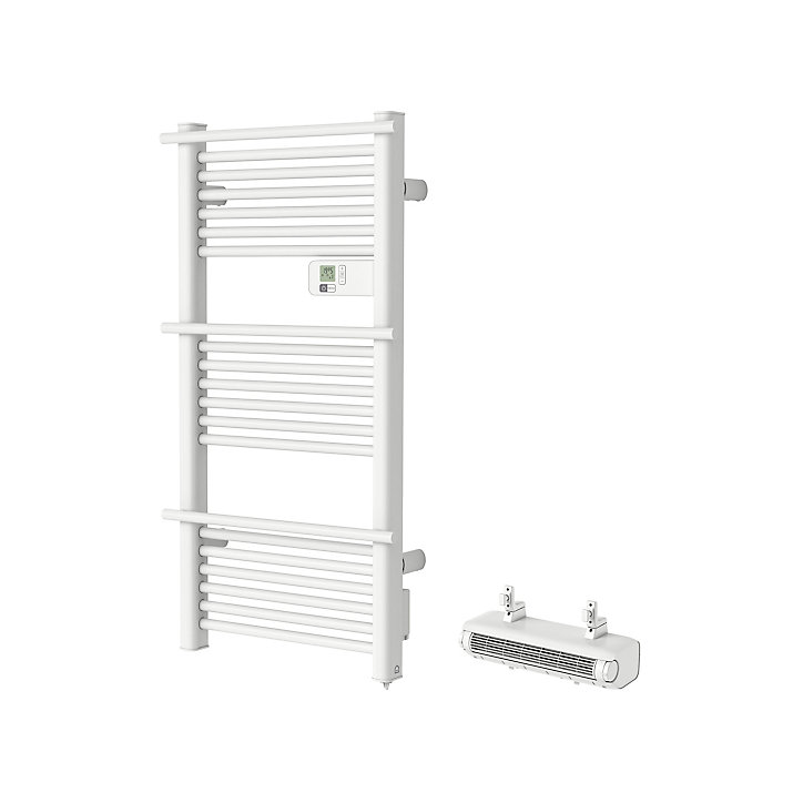 Sèche-serviettes électrique GoodHome Solna blanc 500W + Soufflerie amovible GoodHome Acilia blanc 1000W