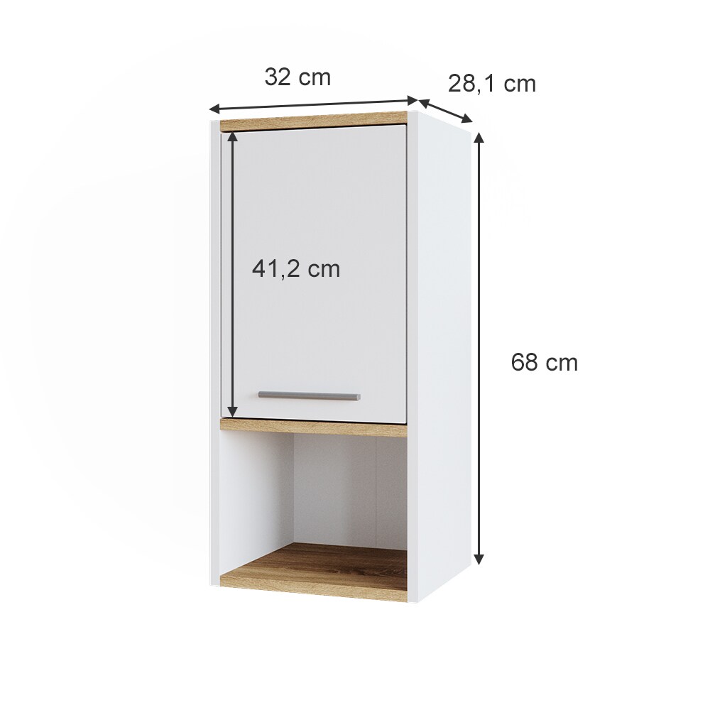 Vicco Hängeschrank Badschrank Badezimmerschrank Elvio Weiß Sonoma Fächer Ablage