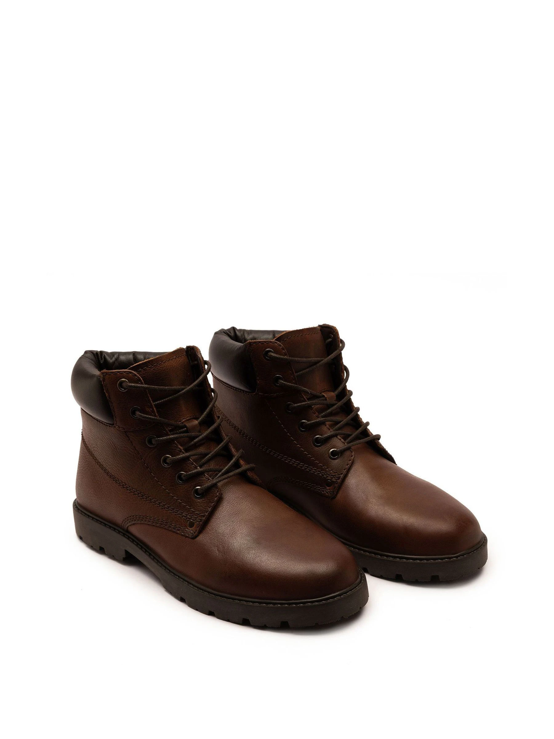 Bruin - Off The Hook Solo Leren Vetersluiting Casual Enkel Boots