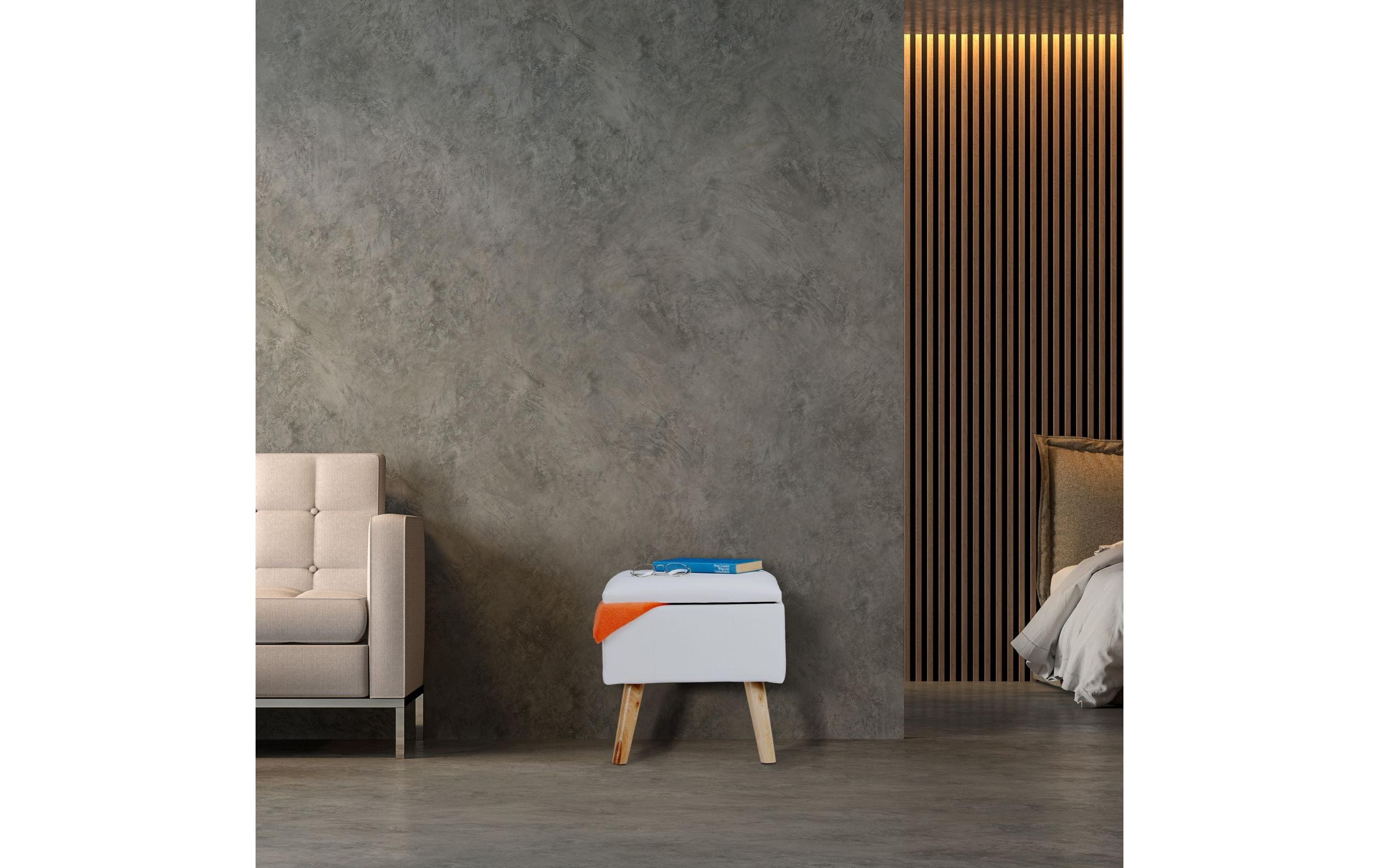 Hocker WeissSitzhocker mit Stauraum aus Kunstleder