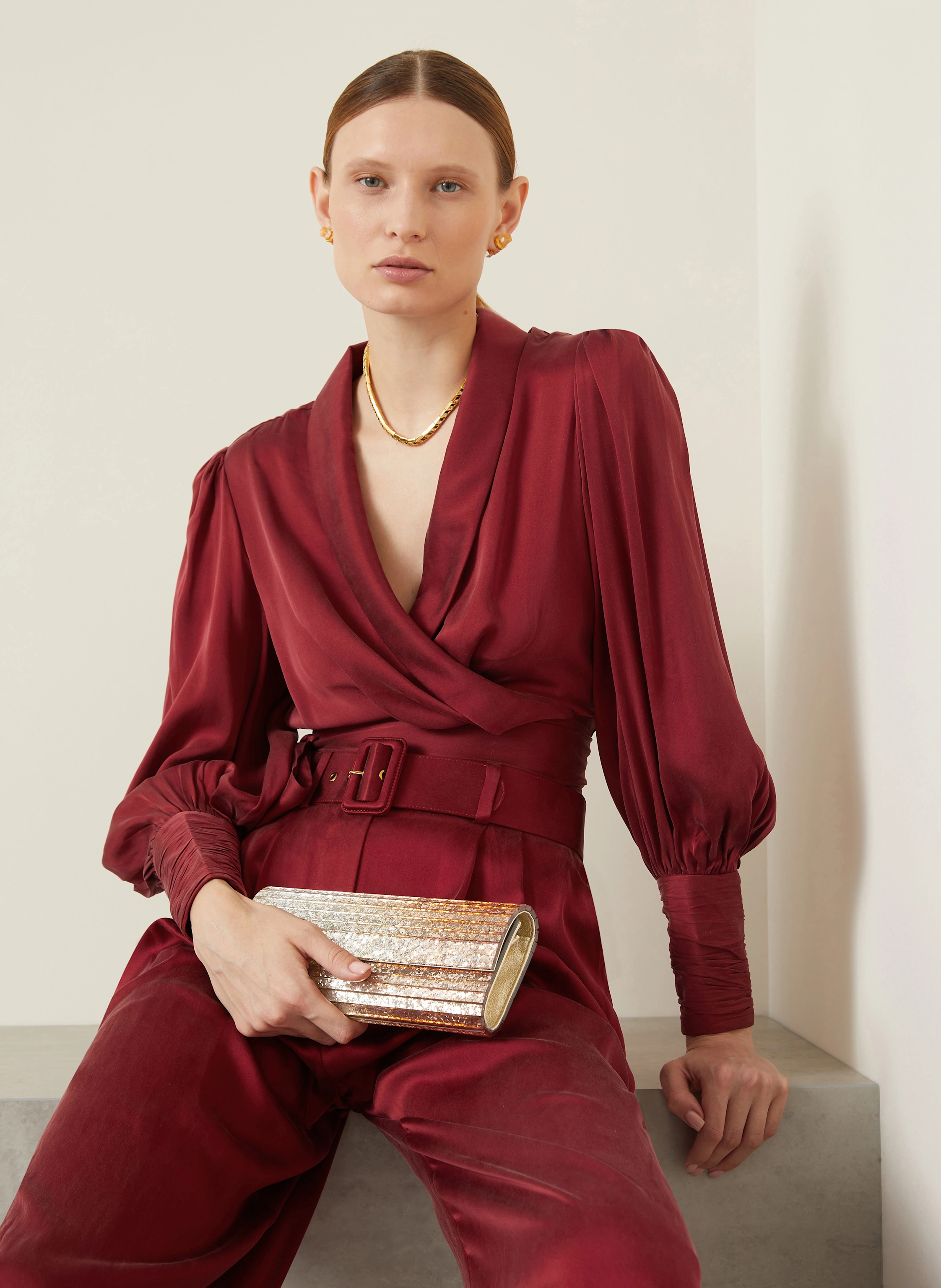 ZIMMERMANN Cropped-Wickelbluse aus Seide