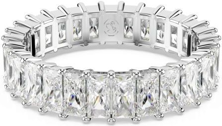 Swarovski Matrix Ring - Wit - Rodium Toplaag - Baguette-Slijpvorm