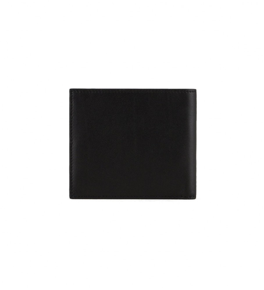 Porta-cartões Armani Exchange em couro com estampa do logotipo, preto.